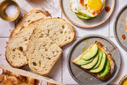 sourdough bread slices with avocado toast