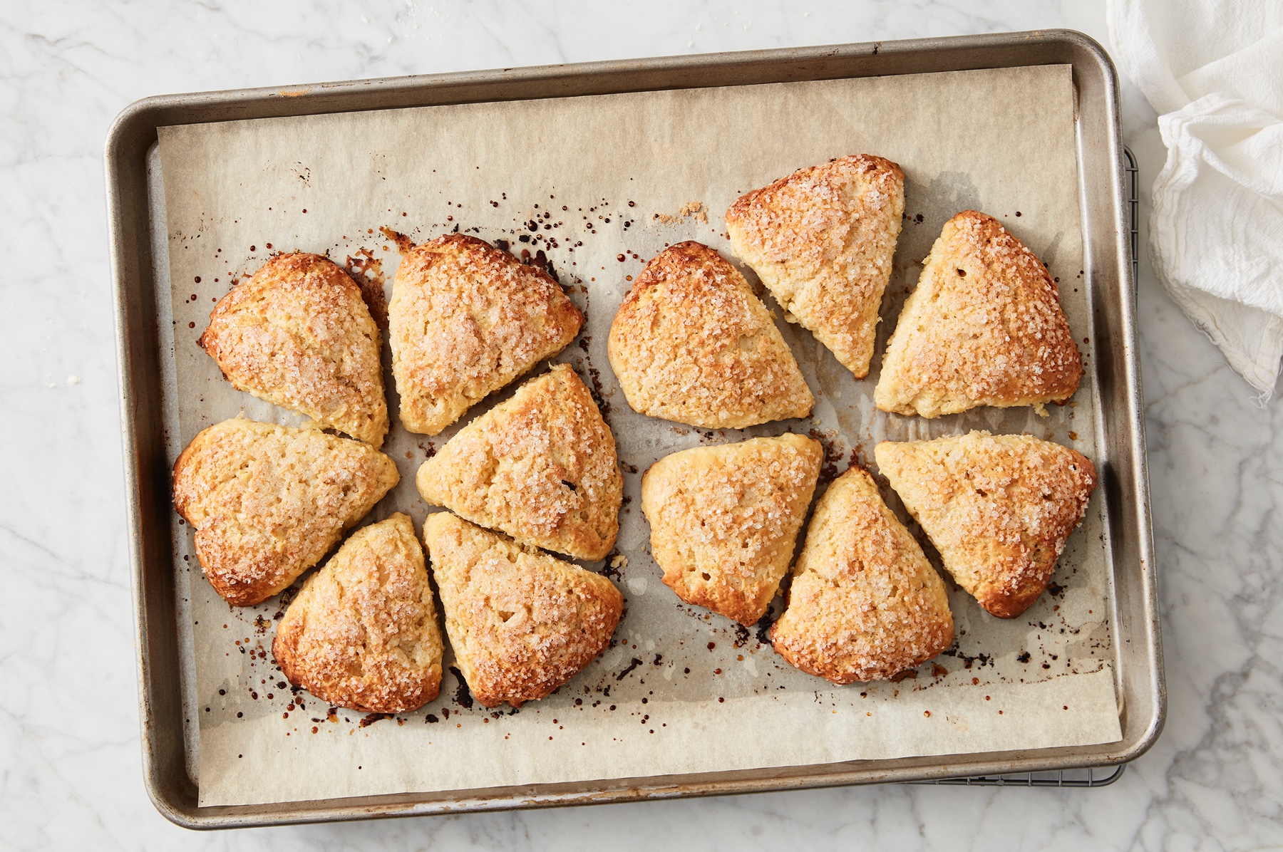 Baked scones on baking sheet