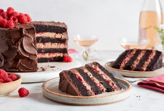 Chocolate Mousse Cake with Raspberries