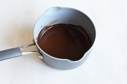 Melted chocolate in saucepan