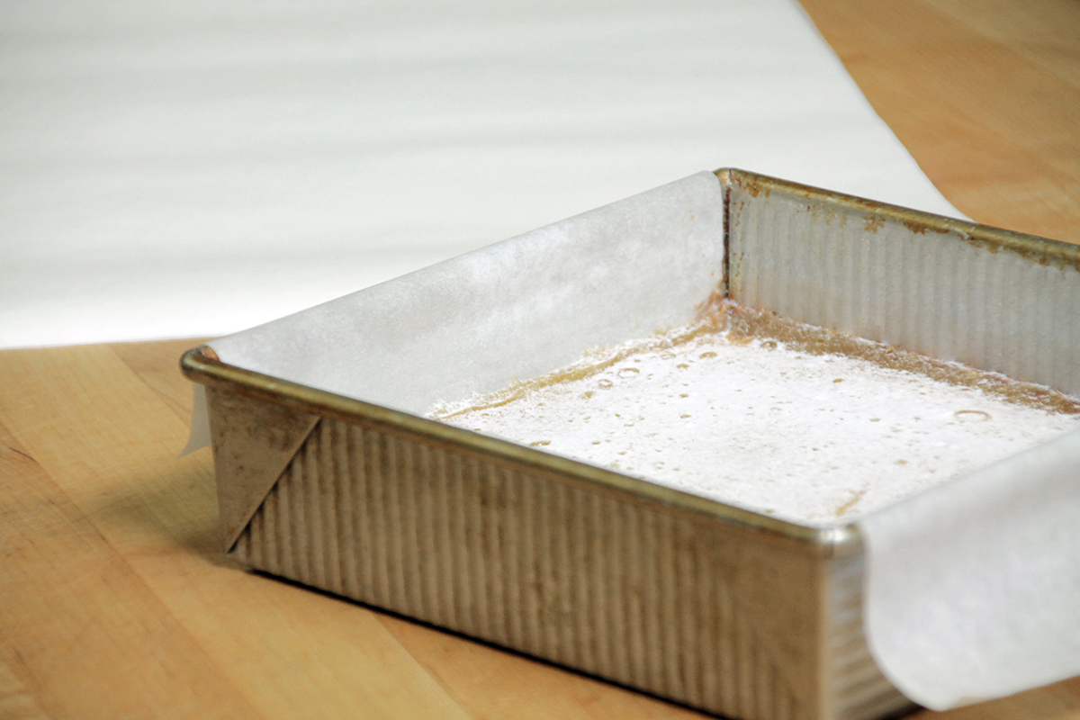 Baking with a parchment paper sling via @kingarthurflour