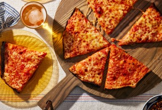 Sliced South Shore Bar Pizza being served