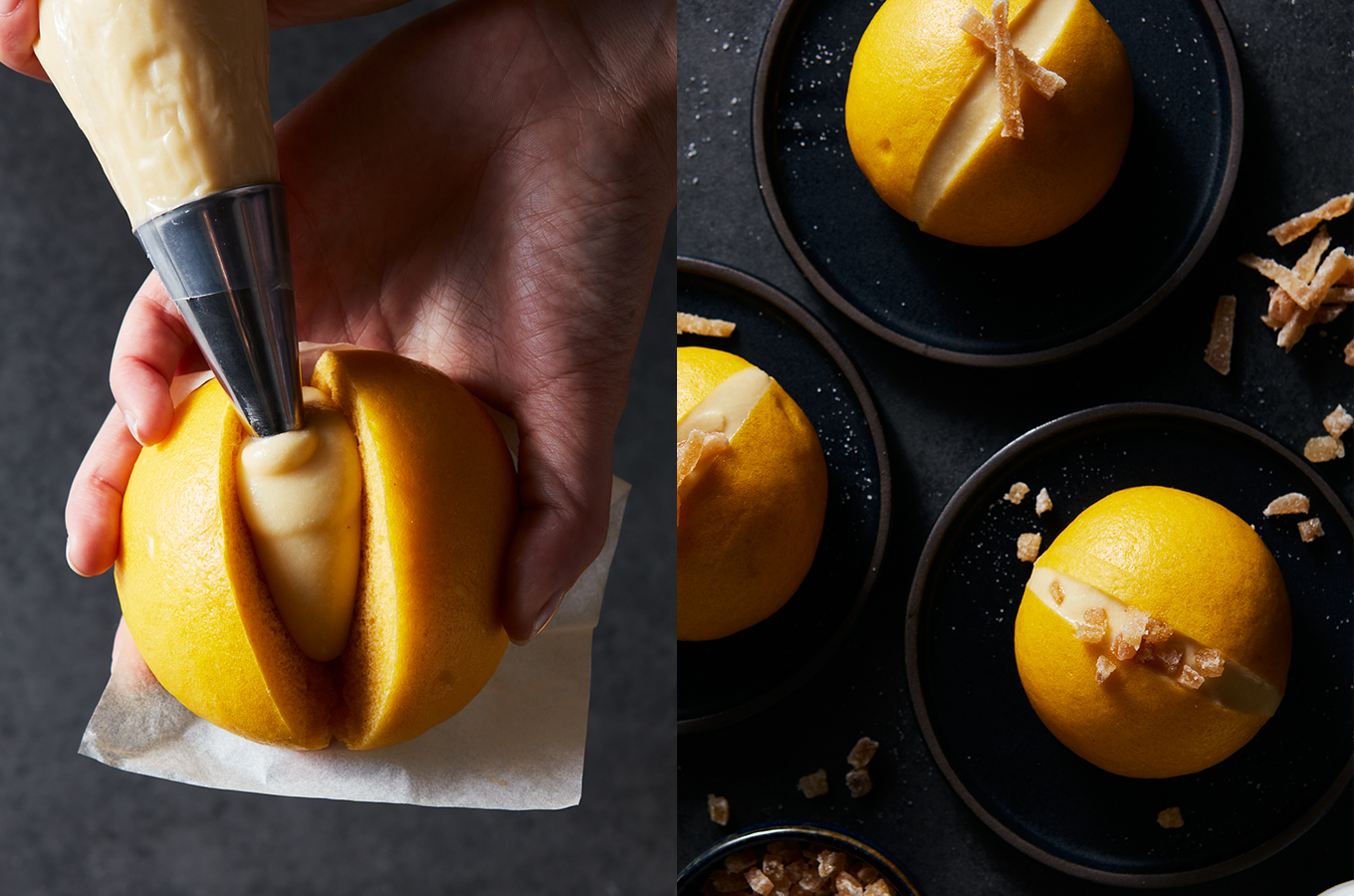 Steamed Carrot Buns with Fresh Ginger Custard